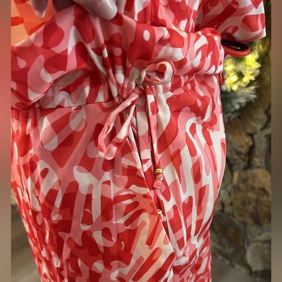 St. John,Silk Poppy,Pocketed,Side-Drawstring Dress,Yacht Wear,Luxury,EUC, Size 8 - Picture 6 of 16